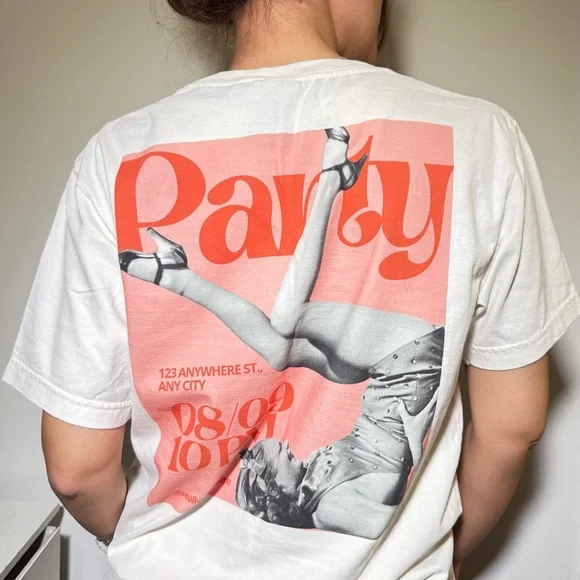 Oversized Graphic T-Shirt Party Print Back Unisex Streetwear Aesthetic Tee - Picture 3 of 7
